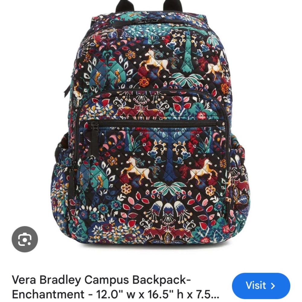 RARE Vera Bradley Enchantment Forest Woodland Backpack - Picture 3 of 12